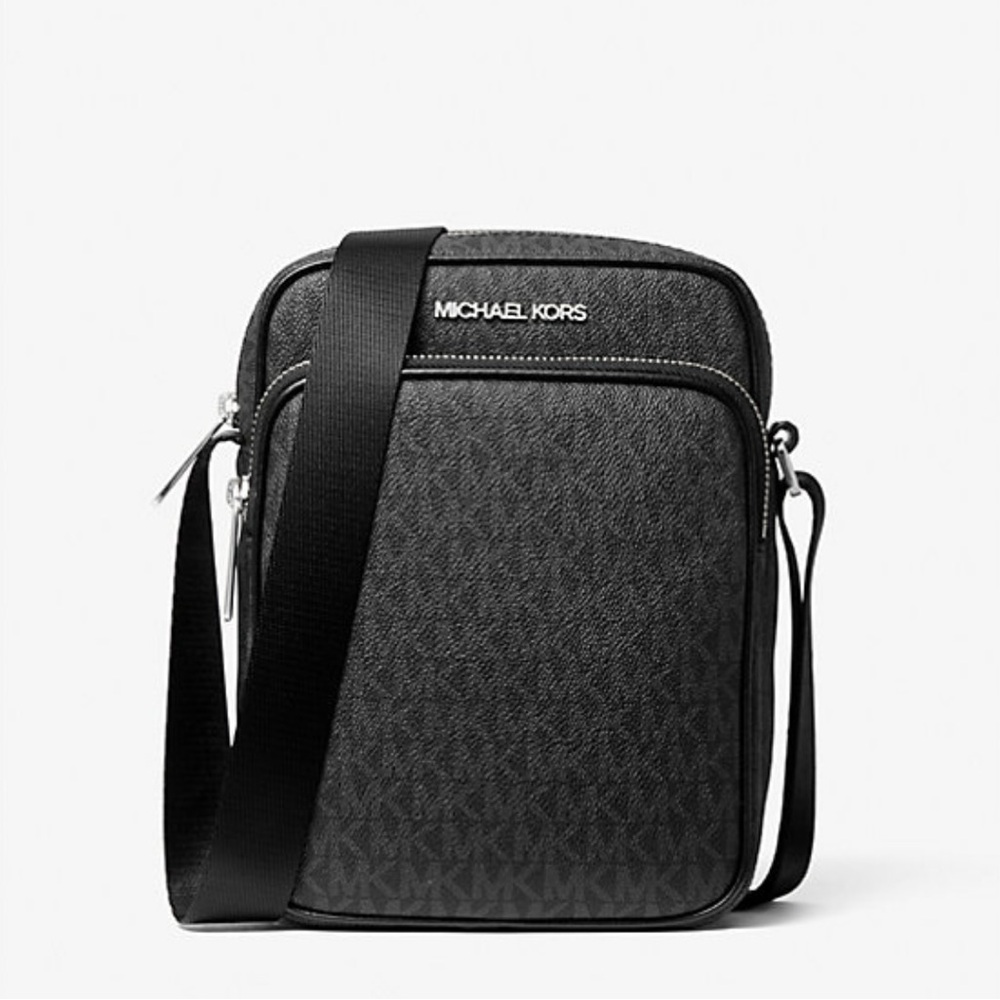 Michael Kors Black Messenger Bag with Adjustable Strap and Sleek Design